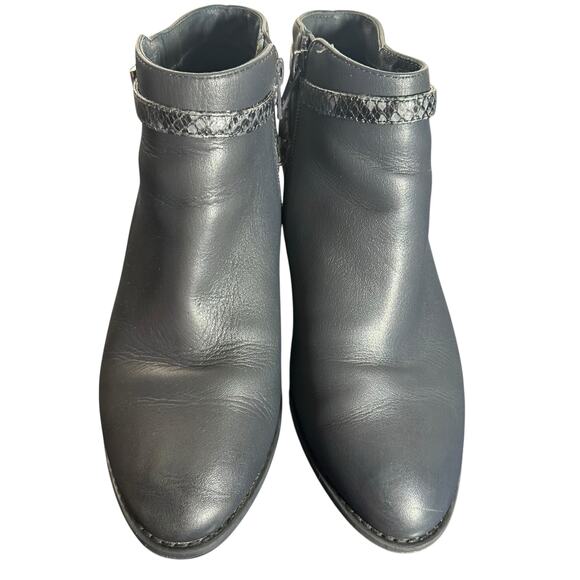 Vionic Upton Gray Leather Ankle Boots 7.5 Block Heel Comfort Orthotic - Picture 2 of 13